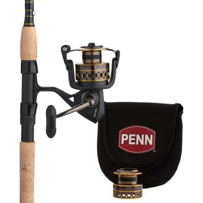 PENN 7\' Battle Spinning Fishing Rod and Reel Combo Kit, Size 4000 Reel with Cover, Moderate Action