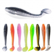 Dual-color chubby screw T-tail multi-color multi-weight soft bait fishing lure for boat fishing and bass fishing wholesale